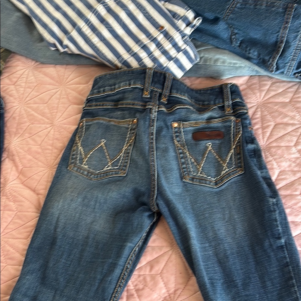 Wrangler Blue Boot Cut Jeans with Vintage Wash